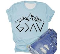 T-shirt pour femme avec symbole de montagne chrétienne - T-shirt de foi et d'espoir - Dieu est plus grand que les hauts et les bas - Haut minimaliste, Style_h01 Bleu, 3XL