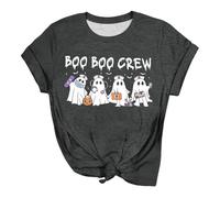 T-shirt pour femme « Boo Boo Crew » pour personnel médical - T-shirt amusant d'Halloween pour infirmières | Haut avec fantômes au look d'équipe des médecins, Style_e01 Noir, XXL