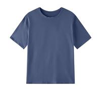 T-shirt pour femme - Col rond - Manches courtes - Couleur unie - Pour l'extérieur - Léger - Décontracté - Style urbain - Style 2024, bleu, XL