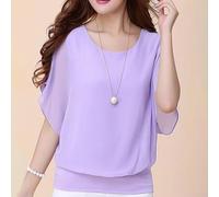 T-shirt pour femme Couleur unie Col rond Manches courtes Ample Manches chauve-souris pour les loisirs Haut pour l'été Vacances Plage Yoga Cyclisme Mode Élastique Doux Confortable Nouvelle Collection