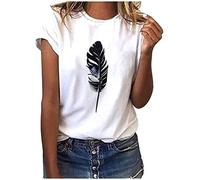 T-shirt pour femme décontracté avec motif électrocardiogramme - Courbe du rythme cardiaque - T-shirt basique uni - Col rond - Manches courtes - Haut d'été ample - All-Match - Tunique - T-shirt de