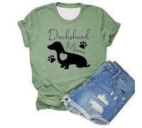 T-shirt pour femme - Haut mignon avec inscription « Dachshund Mama » - Cadeau pour les amoureux des chiens avec motif animal, Style_t02 Vert, XL