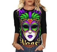 T-shirt pour femme - Imprimé 3D - Manches 3/4 - Col rond - T-shirt moderne - Costume de carnaval, 02 - Multicolore, XXL