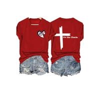 T-shirt pour femme Live Like Charlie Change My Mind pour femme avec imprimé cœur drapeau américain, Rouge, M