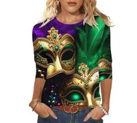 T-shirt pour femme - Manches 3/4 - Imprimé 3D - Col rond - Moderne - Costume de carnaval, 07 - Multicolore, XXL