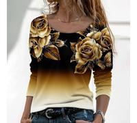 T-shirt pour femme Manches Longues Maille Élastique pour confortable | polyester léger, pour tendance, coupe ajustée qui la silhouette gêner les mouvements(Yellow L)