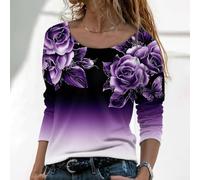 T-shirt pour femme Manches Longues Maille Élastique pour confortable | polyester léger, pour tendance, coupe ajustée qui la silhouette gêner les mouvements(Purple XXXL)