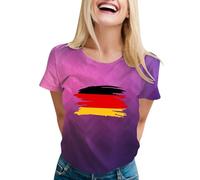 T-shirt pour femme, motif drapeau imprimé, ample, respirant, manches courtes, confortable, décontracté, t-shirt de sport, été, col rond, haut ample pour la vie quotidienne et les festivals, rouge, S