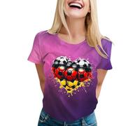 T-shirt pour femme, motif drapeau imprimé, ample, respirant, manches courtes, confortable, décontracté, t-shirt de sport, été, col rond, haut ample pour la vie quotidienne et les festivals, Rose, S