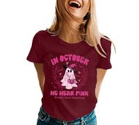 T-shirt pour femme significatif et plein d'espoir - Manches 3/4 - Col rond - Manches longues - Inspirant féminin - Nœud rose - Imprimé floral - T-shirt graphique automne pour collecte de fonds