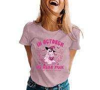 T-shirt pour femme significatif et plein d'espoir - Manches 3/4 - Col rond - Manches longues - Inspirant féminin - Nœud rose - Imprimé floral - T-shirt graphique automne pour collecte de fonds