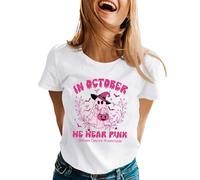 T-shirt pour femme significatif et plein d'espoir - Manches 3/4 - Col rond - Manches longues - Inspirant féminin - Nœud rose - Imprimé floral - T-shirt graphique automne pour collecte de fonds