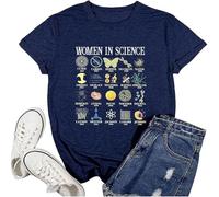 T-shirt pour femme « Women in Science » - Haut en hommage aux femmes scientifiques - T-shirt inspirant avec modèles féminins, Style_g01 Bleu, M