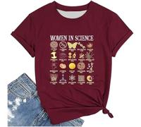 T-shirt pour femme « Women in Science » - T-shirt à manches courtes avec des scientifiques célèbres | Haut inspirant pour les amateurs et les féministes de STEM, Style_u01 Bordeaux, M