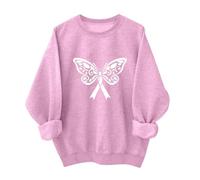 T-Shirt pour Femmes sur Le Cancer du Sein Octobre Rose à Manches Longues Ruban Rose De Sensibilisation Au Cancer du Sein D'Octobre Oversize Sport Sweat Tunique Haut Sexy Femmes Sweatshirt