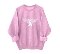 T-Shirt pour Femmes sur Le Cancer du Sein Octobre Rose à Manches Longues Ruban Rose De Sensibilisation Au Cancer du Sein D'Octobre Oversize Sport Sweat Tunique Haut Sexy Femmes Sweatshirt