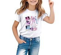 T-shirt pour fille Kpop Merch - Haut surdimensionné à col rond - T-shirt Huntrx - Fashion - Coupe droite - Décontracté - Manches courtes - Graphique 2025 - Pop - Pour filles et fans de 1 à 12 ans
