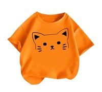 T-shirt pour fille Y2K Kawaii imprimé chaton T-shirt en coton ample T-shirt mignon d'été basique T-shirt décontracté col rond Chemisier léger à manches courtes confortable T-shirt de sport unisexe