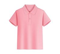 T-shirt pour garçon 2026 Chemise en coton boutonnée Chemise à manches courtes Plage Hawaï Décontracté Solid Tops Décontracté Été Jaune T-shirt, RD1, 13-14 ans