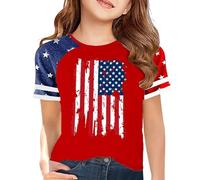 T-shirt pour garçons et filles avec drapeau américain du 4 juillet pour enfants - T-shirt patriotique pour filles, Rouge, 7-8 ans