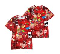 T-shirt pour garçons Forsaken-Gubbys à manches courtes avec impression graphique 3D Tee Shirts Jeu pour jeunes Vêtements d'été pour enfants, Rouge 4, 12-13 ans