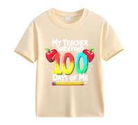 T-shirt pour grandes filles et garçons - Chiffres colorés amusants - Taille 16 - Beige - 2 à 3 ans