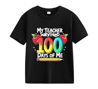 T-shirt pour grandes filles et garçons - Chiffres colorés amusants - Taille 16 - Noir - 3-4 ans