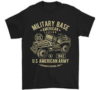 T-shirt pour homme 100 % coton Motif militaire US American Army 4x4 Off Road, Noir , L