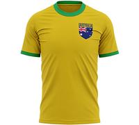 T-shirt pour homme avec badge drapeau de l'Australie - Maillot de football australien - Supporteurs de compétition du Commonwealth pour les fans de sport d'Australie, jaune/vert, S