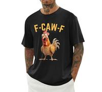 T-shirt pour homme avec coq croissant - T-shirt graphique amusant avec imprimé de jeu de mots F-CAW-F - Haut amusant pour homme avec humour, Style R01 Noir, 5XL