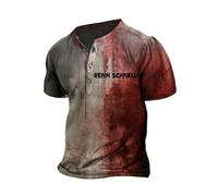 T-shirt pour homme avec coupe ajustée - Impression graphique - Design décontracté pour le quotidien - Sport - Halloween - Lettres de sang allemandes respirantes et confortables, Wein4, 4XL