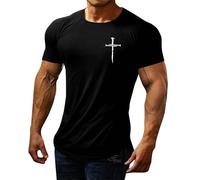 T-shirt pour homme avec croix de Jésus - Christ Dieu Église chrétienne - Foi chrétienne - Pour homme - Été - Loisirs - T-shirt à col rond - T-shirt de musculation, Noir32., XL