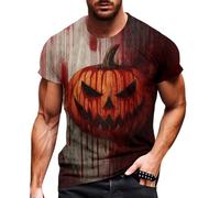 T-shirt pour homme avec design d'Halloween pour mode décontractée décontractée col rond imprimé pression artérielle grande taille imprimé manches courtes couleur unie, rouge, M