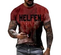 T-shirt pour homme avec design d'Halloween pour une mode décontractée et décontractée - Grande taille - Col rond avec graphique et inscription amusante comme basique imprimé pour tout le monde, Wein2