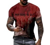 T-shirt pour homme avec design d'Halloween pour une mode décontractée et décontractée - Grande taille - Col rond avec graphique et inscription amusante comme basique imprimé pour tout le monde, Brick