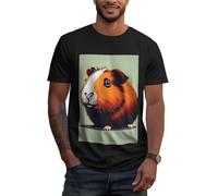 T-shirt pour homme avec illustration de cochon d'Inde - Pour tous les jours - Détente à la maison - Voyage - Activités physiques - Col rond, Noir/blanc, M
