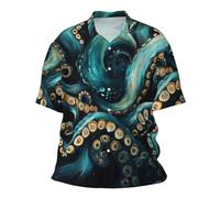 T-shirt pour homme avec impression 3D d'une attaque de pieuvre - T-shirt à manches courtes avec motif marin surréaliste | T-shirt graphique original pour les fans de fantaisie, Style_k01 Noir, 5XL