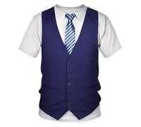 T-Shirt pour Homme avec Impression 3D - Manches Courtes - Faux Costume - Smoking - Gilet nœud Papillon - Chemise - Coupe ajustée - Col Rond - T-Shirt de Sport - T-Shirt d'été