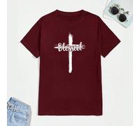 T-shirt Pour Homme Avec Impression De Croix Et De Lettre L,M,S,XL,XXLAnimal,Blocs de couleur,LettresÉtoffe