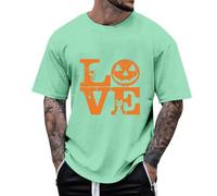 T-shirt pour homme avec imprimé citrouille, décontracté, confortable, à manches courtes, pour le quotidien, le sport et les loisirs, léger et respirant, vert, L