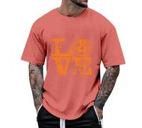 T-shirt pour homme avec imprimé citrouille, décontracté, confortable, à manches courtes, pour le quotidien, le sport et les loisirs, léger et respirant, rouge, 3XL