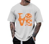 T-shirt pour homme avec imprimé citrouille, décontracté, confortable, à manches courtes, pour le quotidien, le sport et les loisirs, léger et respirant, Gris clair., M