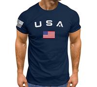 T-shirt pour homme avec imprimé drapeau des États-Unis - T-shirt d'été à manches courtes pour la journée de l'indépendance - Confortable et respirant - Col rond - Décontracté - Sport - Extérieur