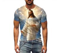 T-shirt pour homme avec imprimé Jésus de Pâques religieux chrétien Jésus Croix T-shirt homme Polo en tricot uni T-shirt de golf, a noir, L
