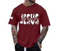 T-shirt pour homme avec inscription chrétienne Jésus - Haut surdimensionné décontracté avec message de foi - T-shirt moderne et abstrait, Style_s03 Bordeaux, XXL