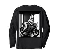 T-Shirt pour Homme avec Inscription « Hot Girl on » - Blonde & Motorcycle Back Print Manche Longue