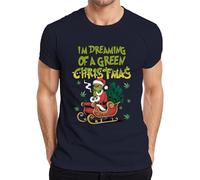 T-shirt pour homme avec inscription « I'm Dreaming of a Green Christmas Weed Grinch Kiffer », bleu marine, XXL