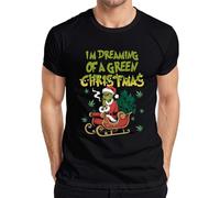 T-shirt pour homme avec inscription « I'm Dreaming of a Green Christmas Weed Grinch Kiffer », Noir , S