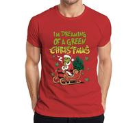 T-shirt pour homme avec inscription « I'm Dreaming of a Green Christmas Weed Grinch Kiffer », rouge, L