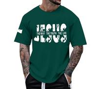 T-shirt pour homme avec inscription « Jésus » et citation de la Bible - T-shirt chrétien | Haut religieux « The Way The Truth The Life », Style_w01 Vert, M